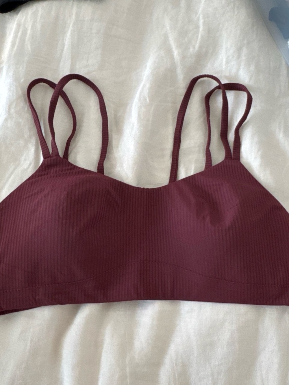 lululemon athletica Ribbed Strappy Sports Bra in Wine